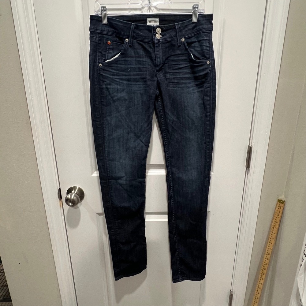 Hudson Womens Skinny Jeans Flap Pocket Dark Wash 28